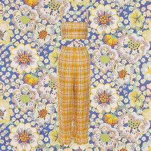 Reformation - Linen Plaid Print Pant Set